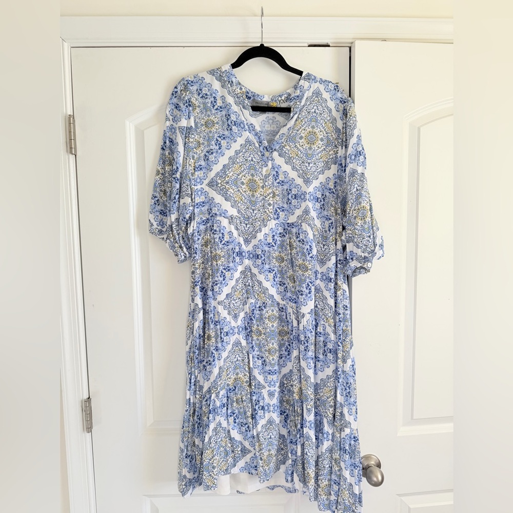 Floral blue and yellow dress LIKE NEW
